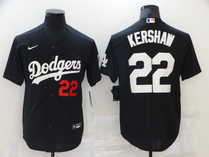 Men Los Angeles Dodgers #22 Kershaw Black Game Nike 2021 MLB Jersey
